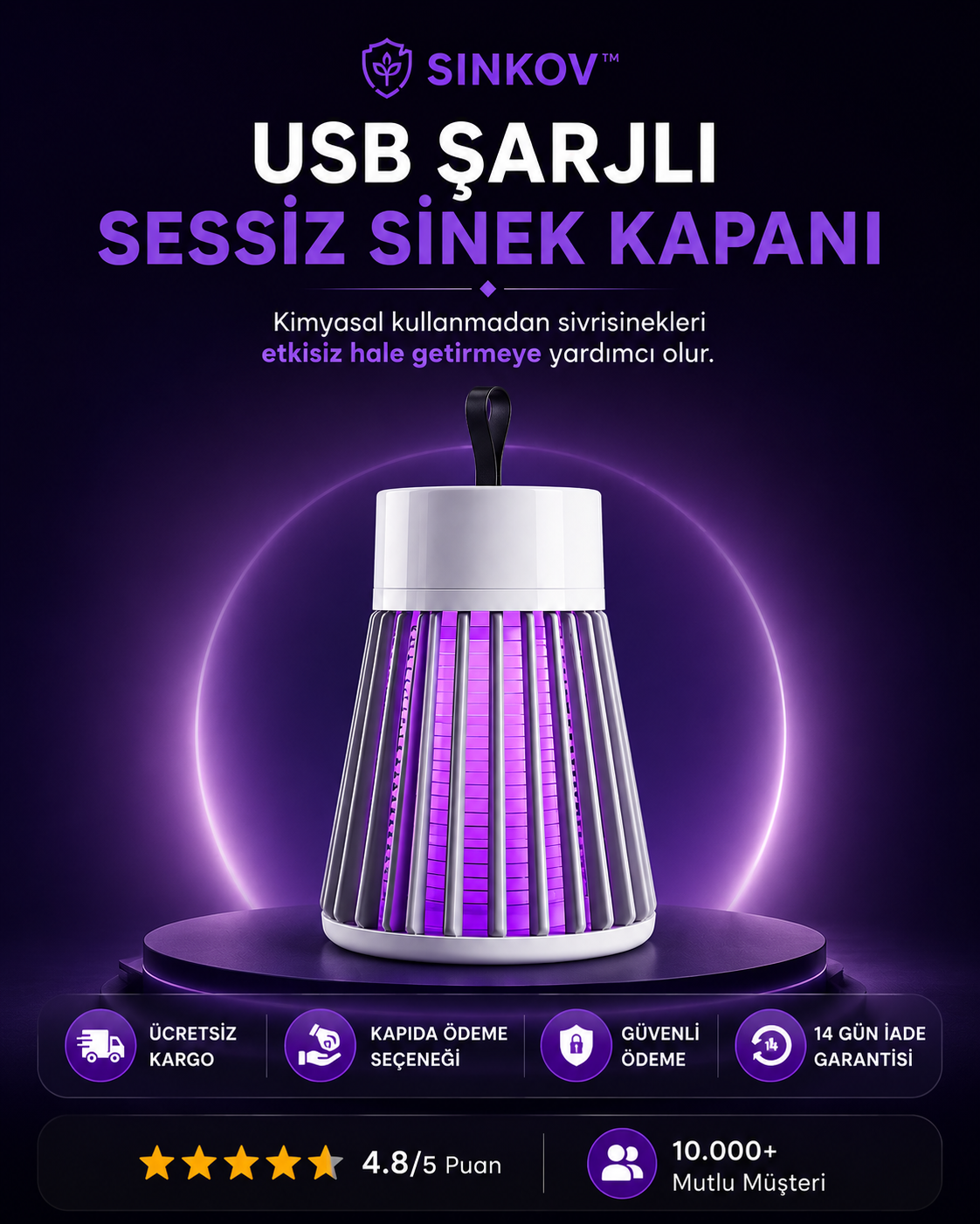 Sinko™ USB Şarjlı Sessiz Sinek Kapanı