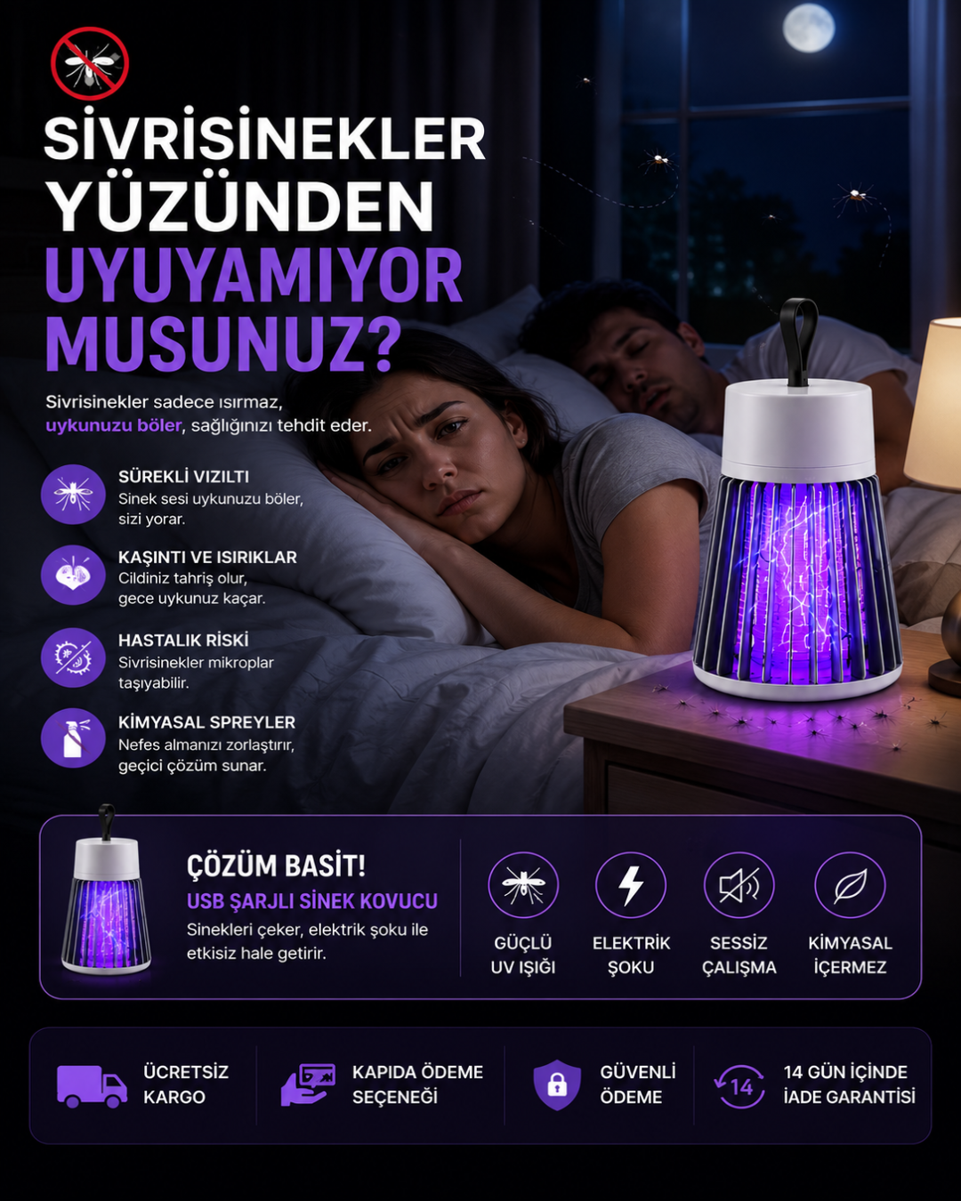 Sinko™ USB Şarjlı Sessiz Sinek Kapanı