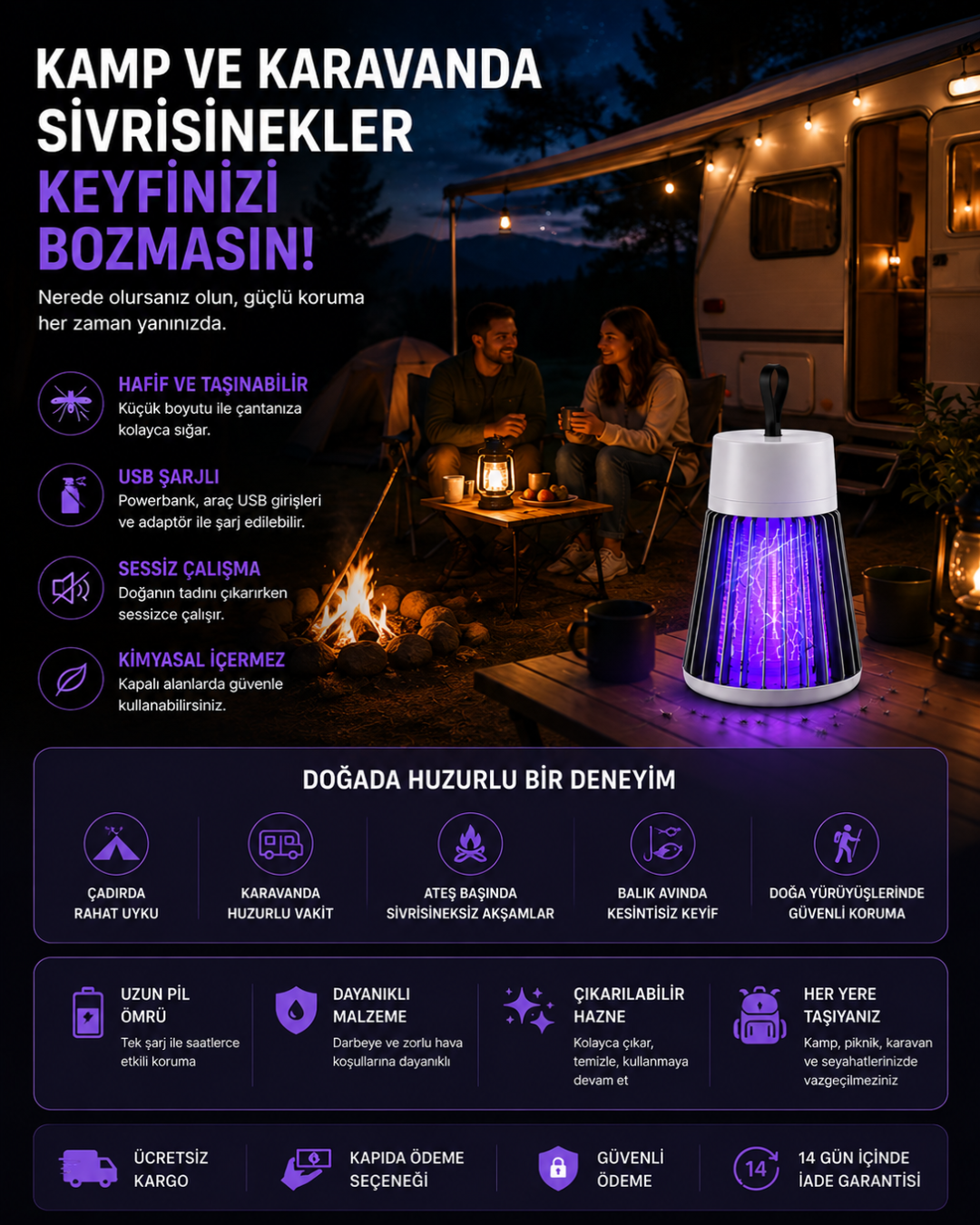 Sinko™ USB Şarjlı Sessiz Sinek Kapanı