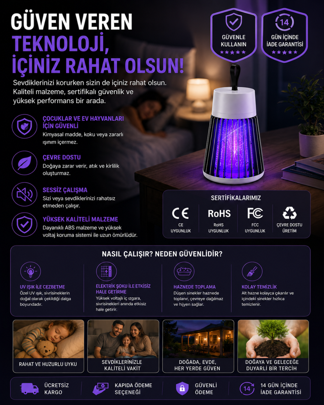 Sinko™ USB Şarjlı Sessiz Sinek Kapanı